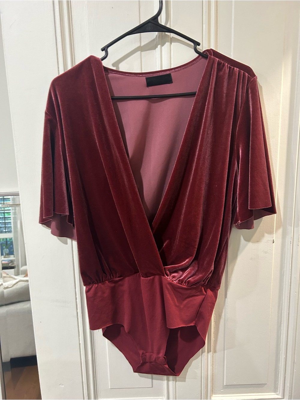 Zara Women's Velvet Wrap Bodysuit - Burgundy